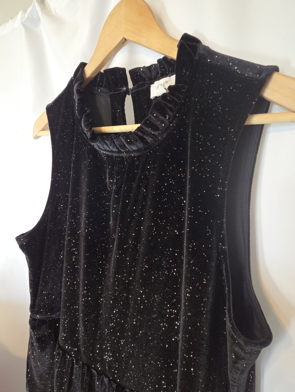 J. Crew Black Velvet Shimmer Tiered Midi Dress - Picture 3 of 12